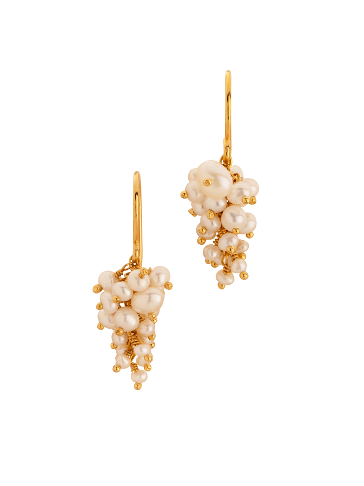 Pearl and gold grape earrings