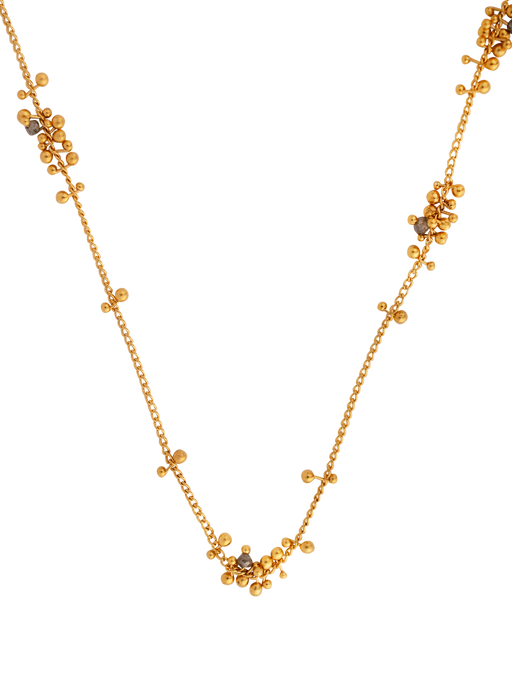 Scattered droplet diamond bead necklace in gold vermeil photo