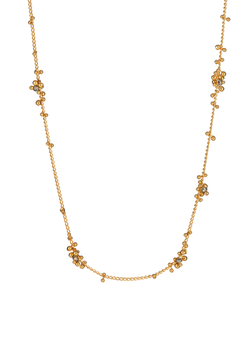 Scattered droplet diamond bead necklace in gold vermeil photo