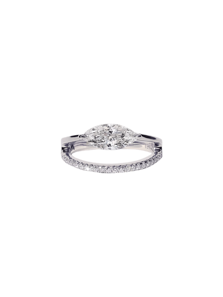 Marquise diamond sunset pavé ring