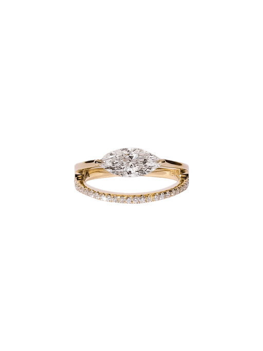 Marquise diamond sunset pavé ring photo