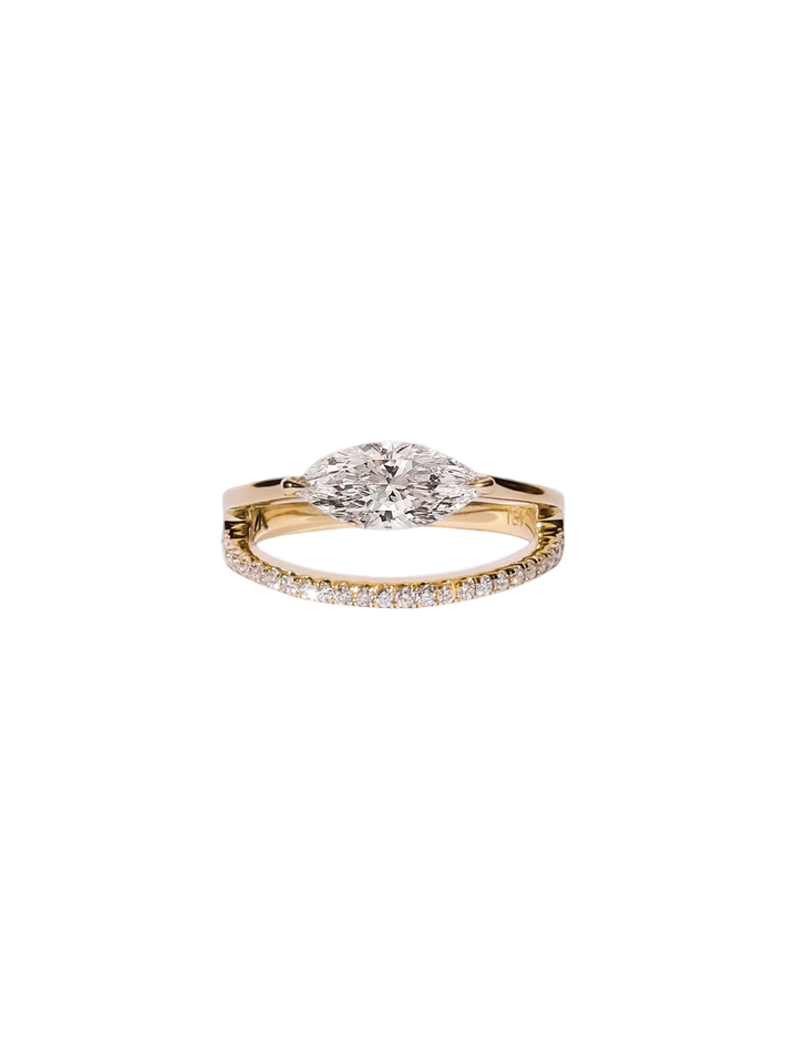 Marquise diamond sunset pavé ring