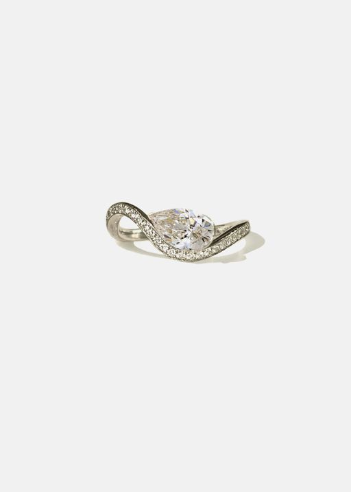 Mini Pear Diamond Trace Pave Ring photo