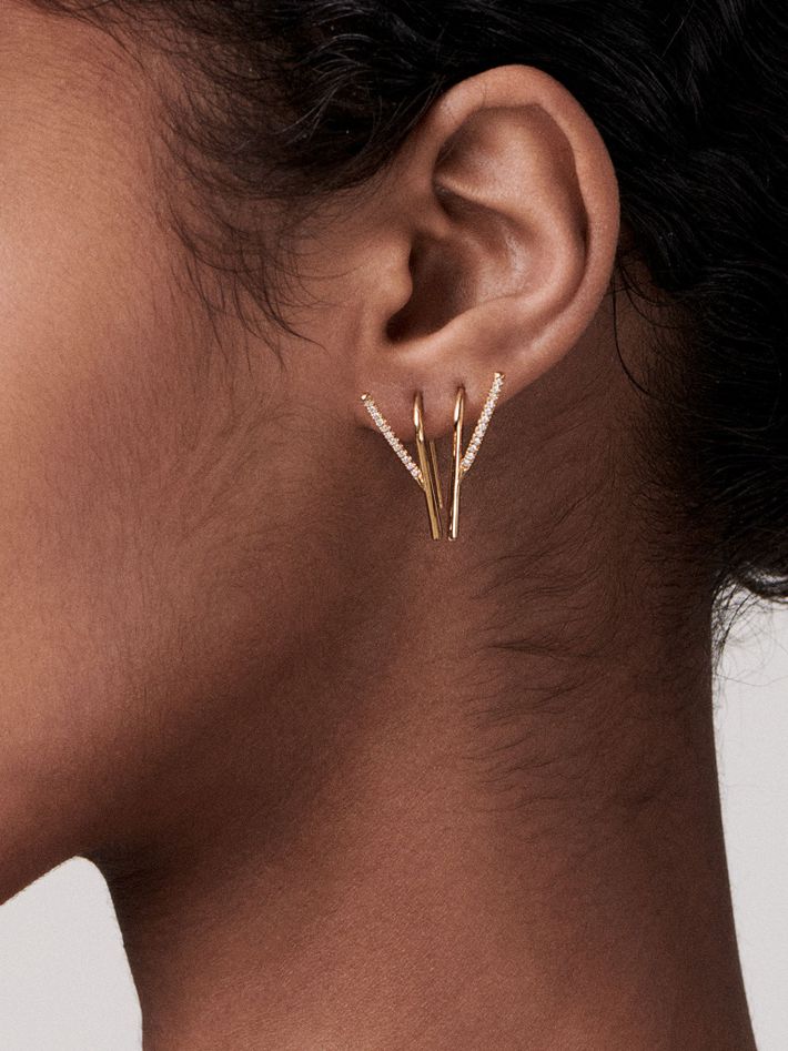 Wishbone pavé earrings