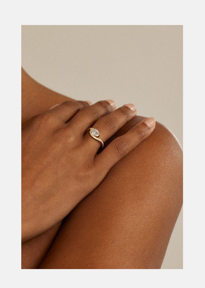 Mini Pear Diamond Trace Pave Ring