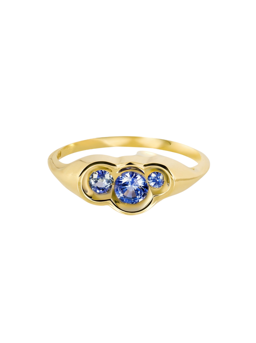 Blue Sapphire Round Obi no.3 Signet Ring photo