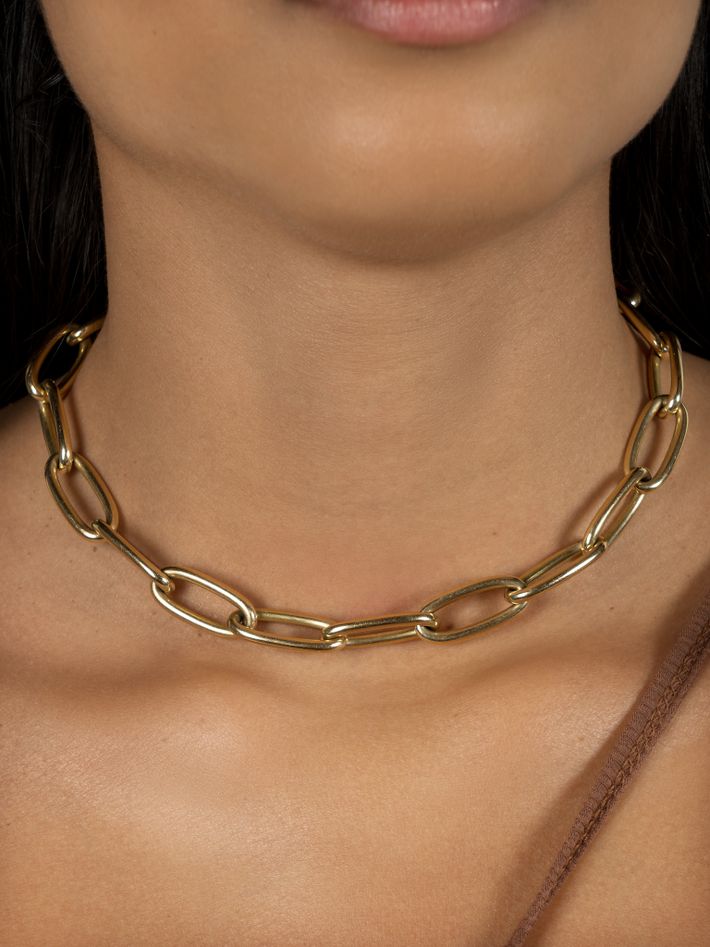 Oversized large oval link 14k necklace