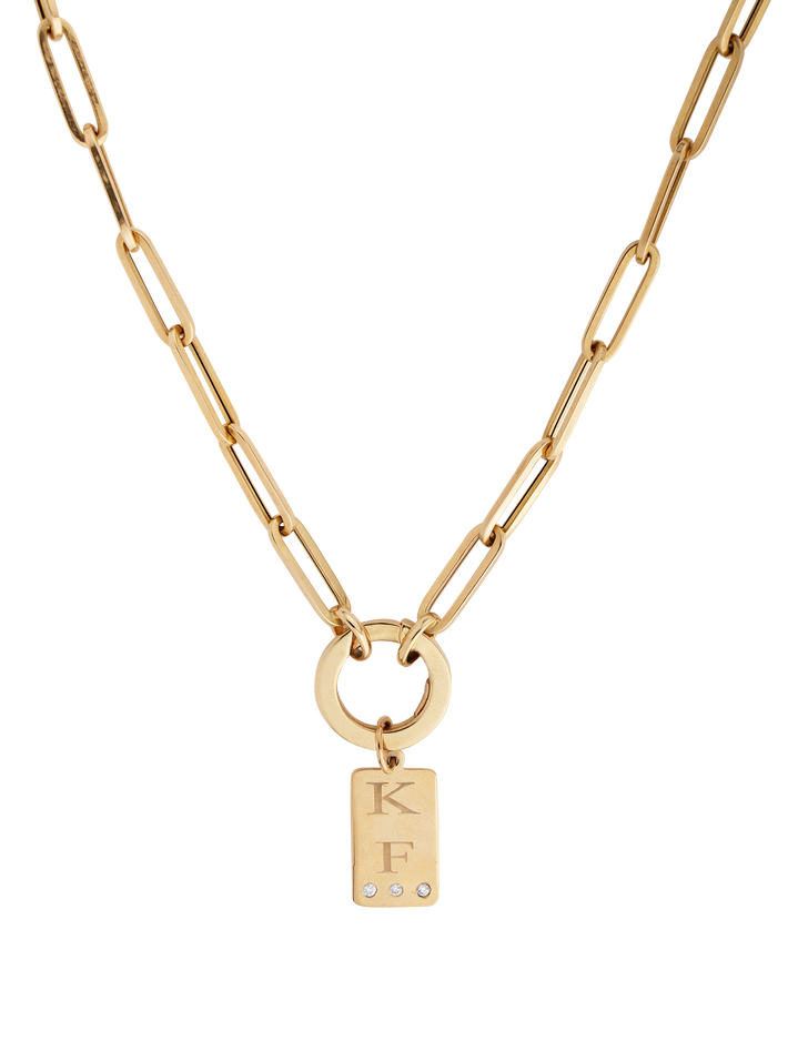 14k yellow gold signature piece with diamonds engraved your choice