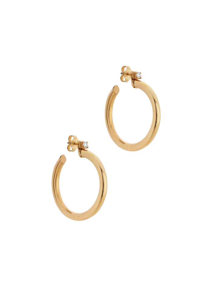 Medium hoop earrings with white diamonds