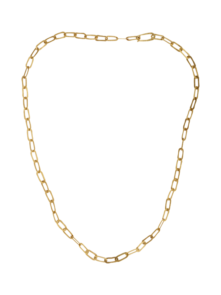 14k yellow gold medium size paperclip chain with charm connector