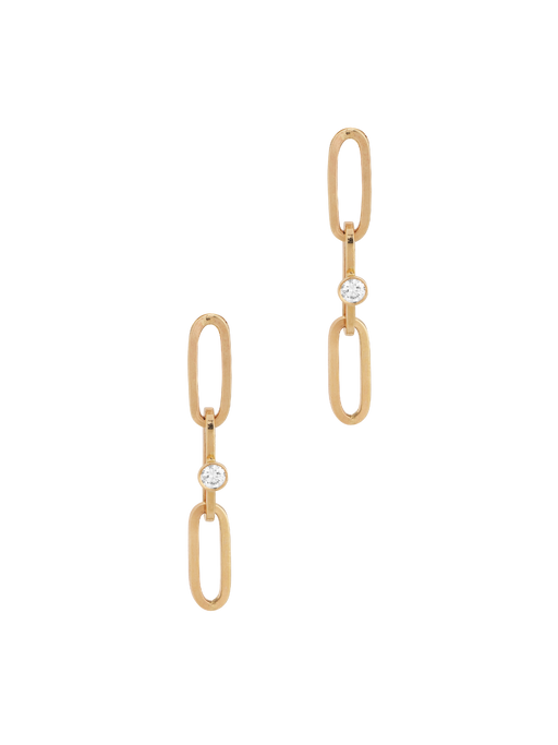 14k gold link dangled earrings with diamonds photo