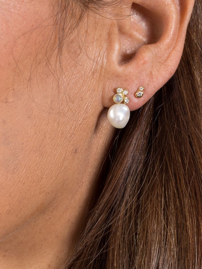 Paisley crowned rose petal keshi earrings