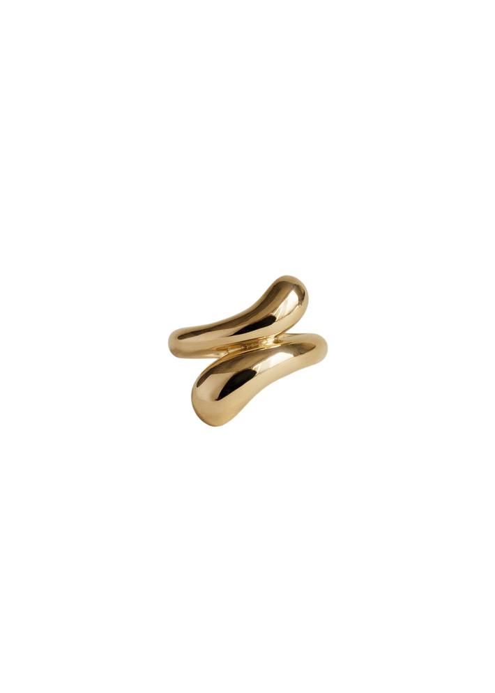 Bold willow wrap around ring gold