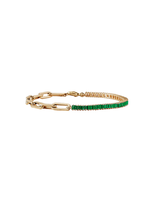 Serena baguette tennis link bracelet emerald photo