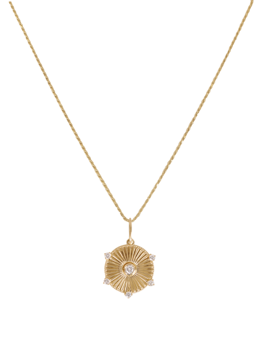 Jordyn ribbed coin necklace diamond photo
