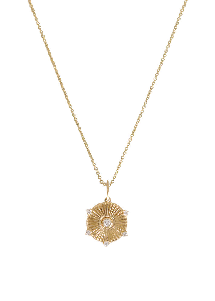 Jordyn ribbed coin necklace diamond