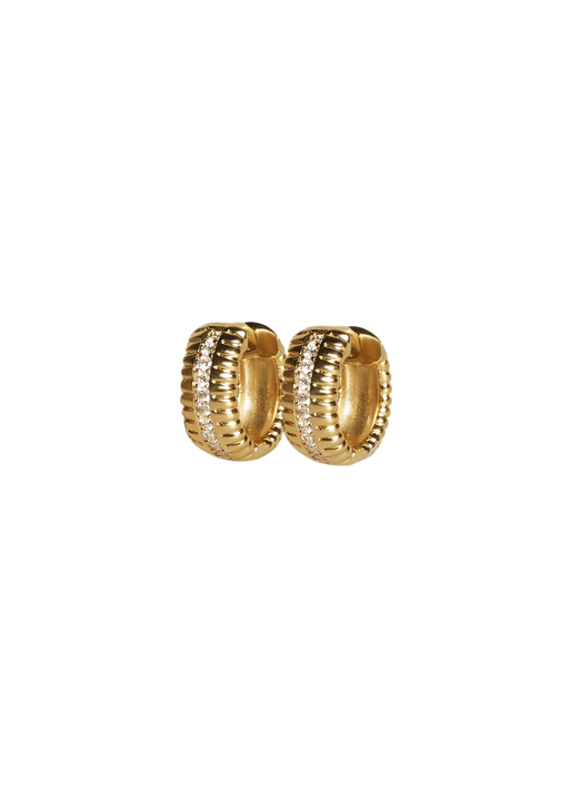 Solis ribbed pavé diamond earrings photo