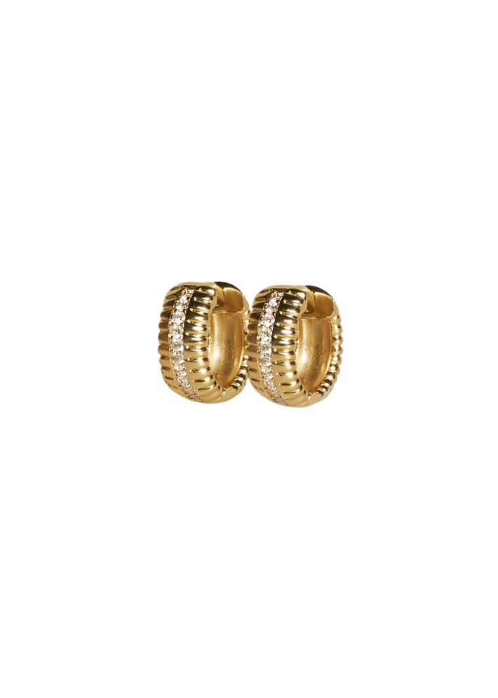 Solis ribbed pavé diamond earrings