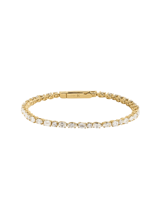 Esme fancy shape tennis bracelet 4ctw yellow gold  photo