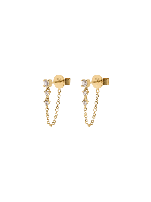 Three Stone Chain Earrings Diamond photo