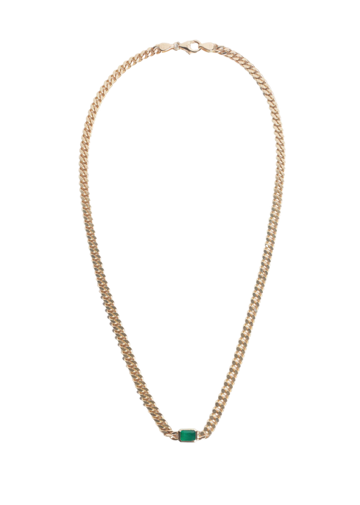 Capri curb chain necklace emerald photo