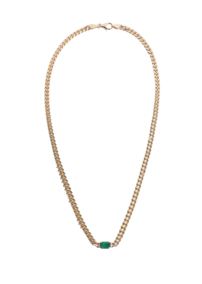 Capri curb chain necklace emerald