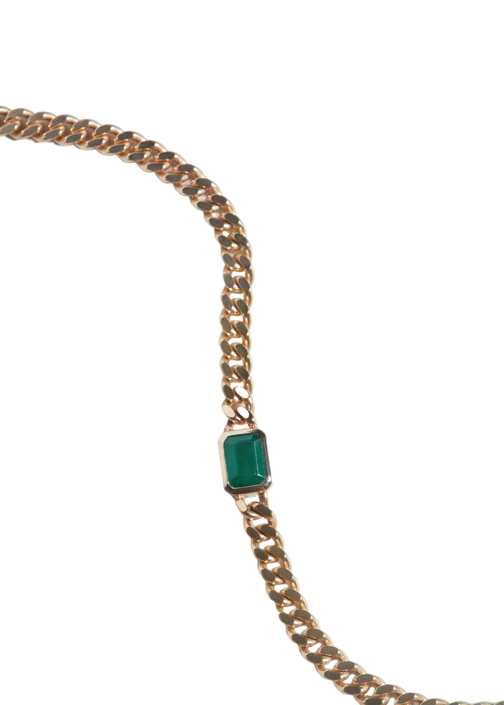 Capri curb chain necklace emerald