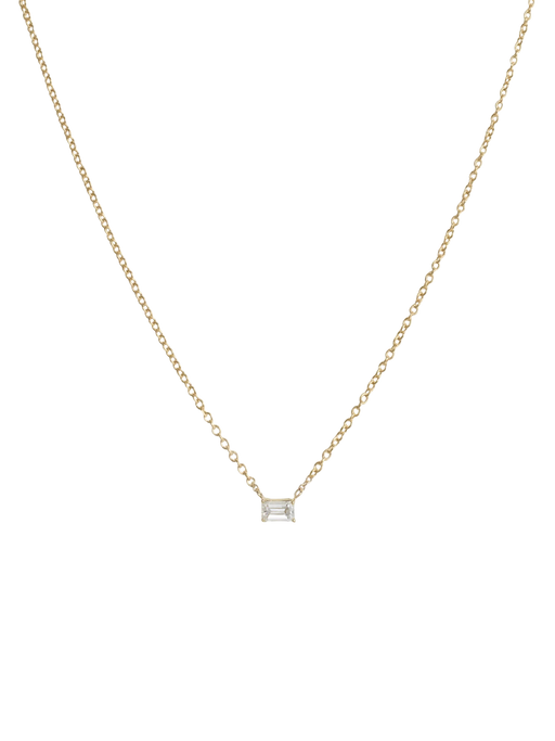 Solitaire Floating Emerald Diamond Necklace photo