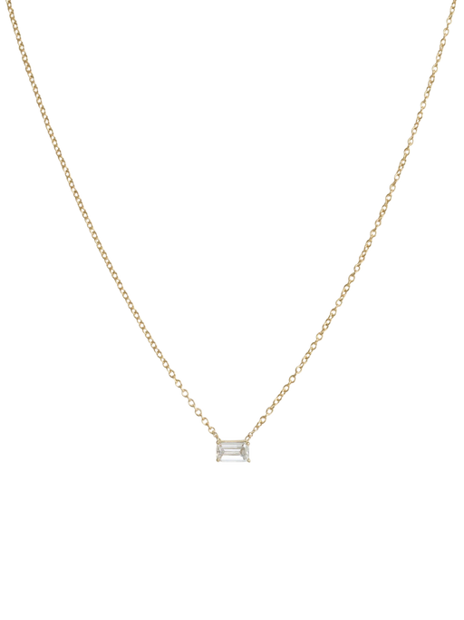 Solitaire Floating Emerald Diamond Necklace photo