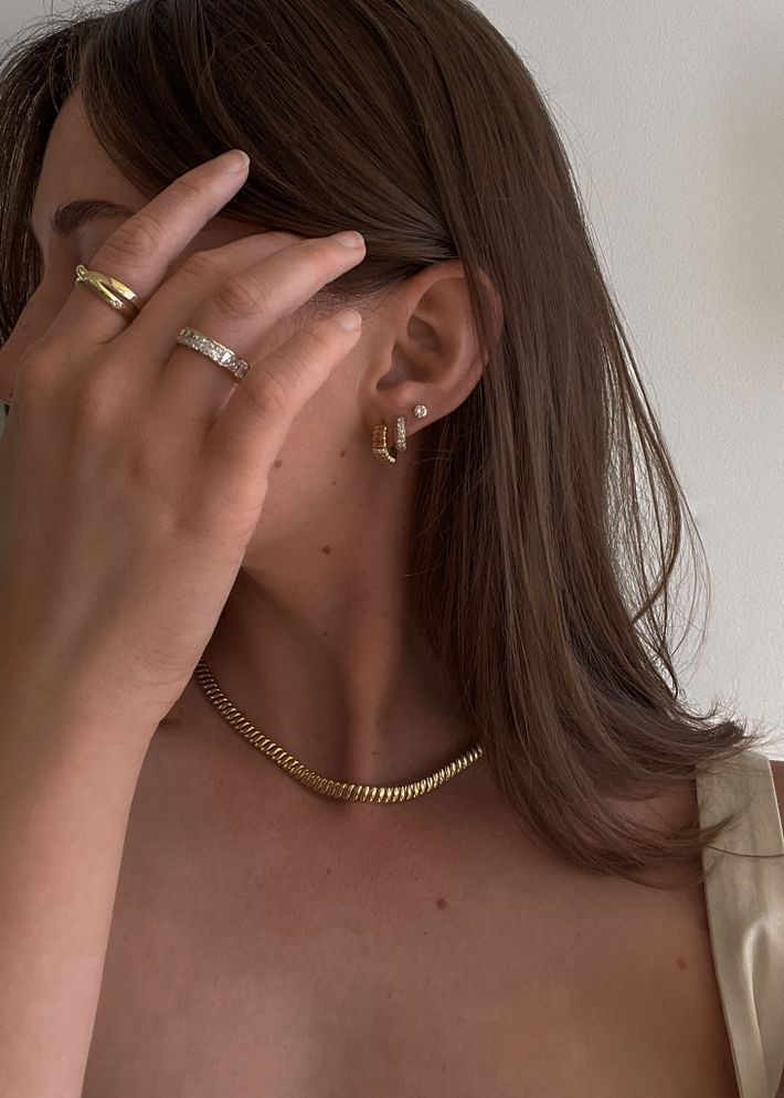 Pavé dome huggie earrings diamond