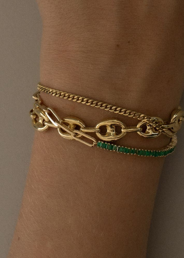 Puffed mariner chain bracelet gold