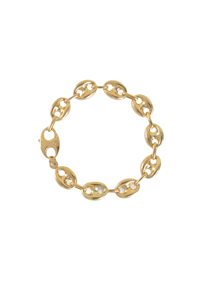 Puffed mariner chain bracelet gold