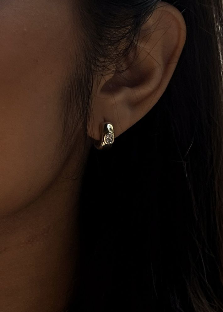 Ynez dome huggie earrings diamond