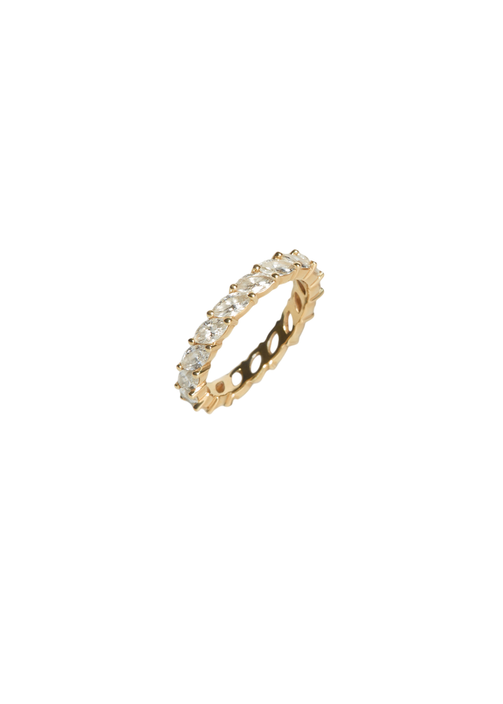 Marquise eternity ring diamond yellow gold