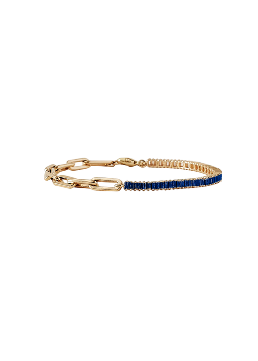 Serena baguette tennis link bracelet blue sapphire photo