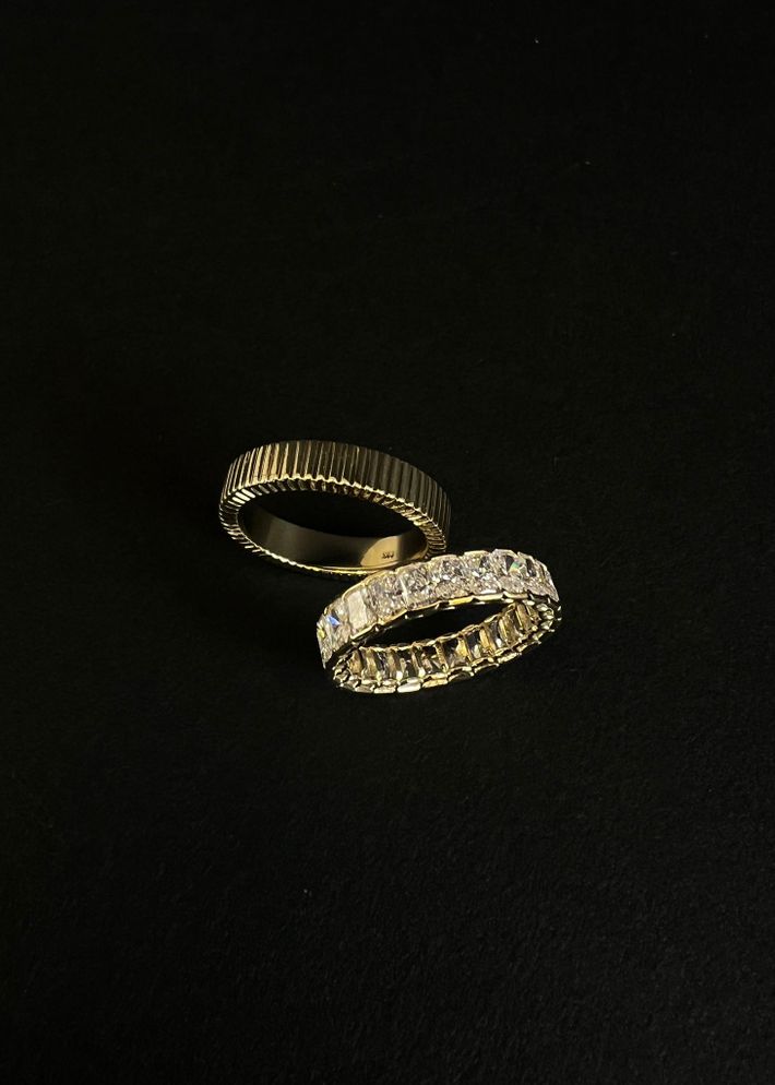 Jane radiant eternity ring diamond yellow gold