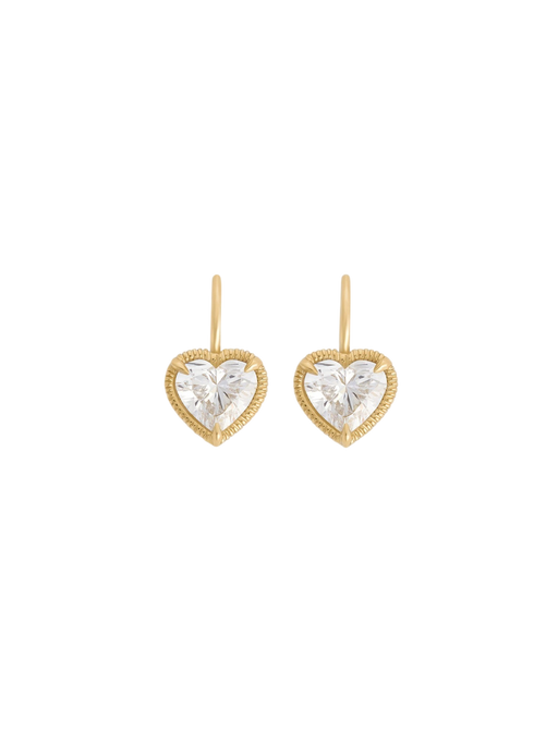 Solis Ribbed Heart Diamond Earrings photo