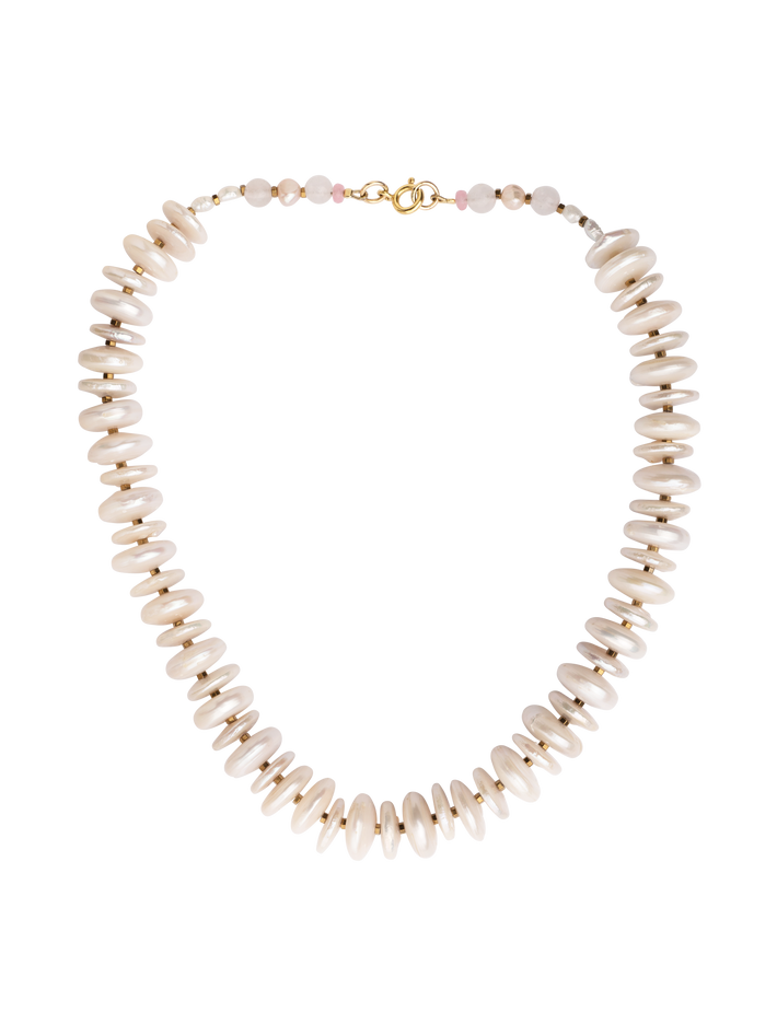 Organic button pearl necklace