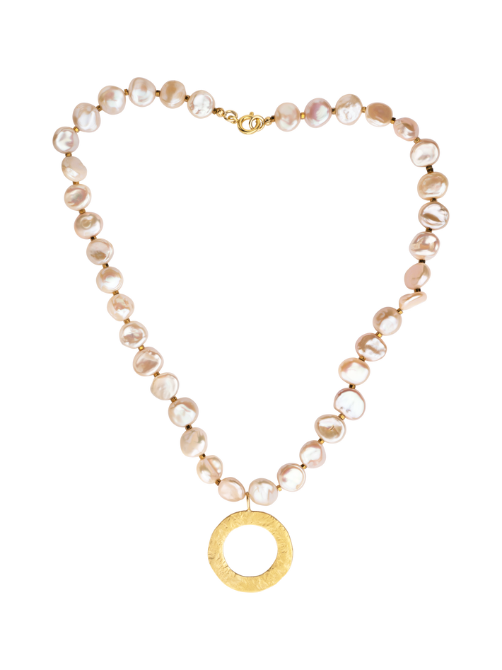 Pale pink pearl necklace