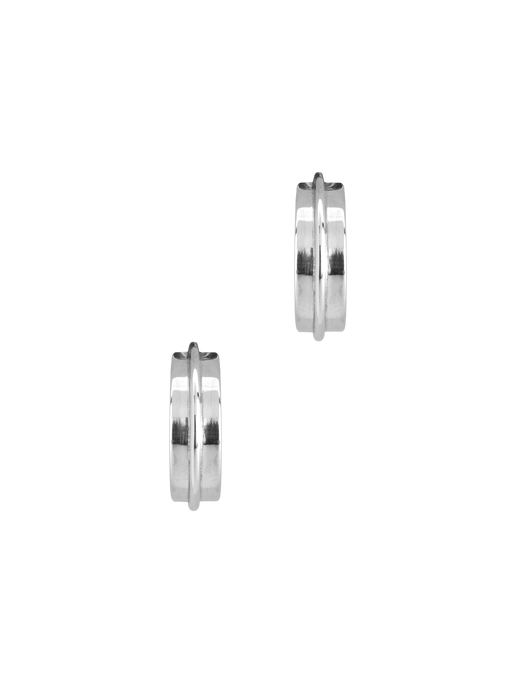 Linear silver small hoop earrings photo
