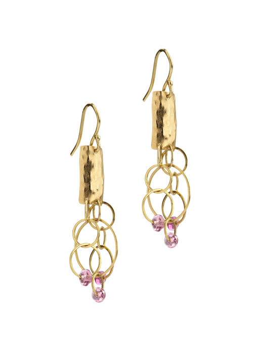 Tribal earrings with peach spinels photo
