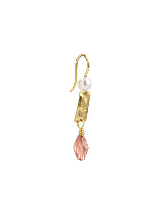 Tribal spinel drop and pearl earring photo