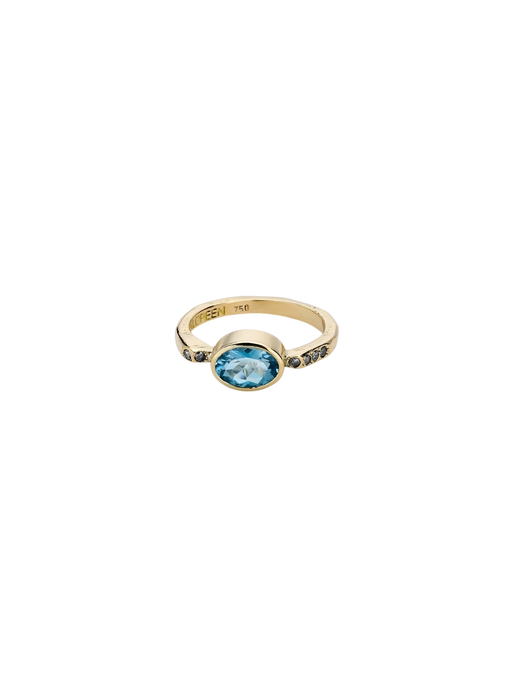 A Bit Brutal ring no.5 18kt gold & blue tourmaline & salt n' pepper diamonds photo