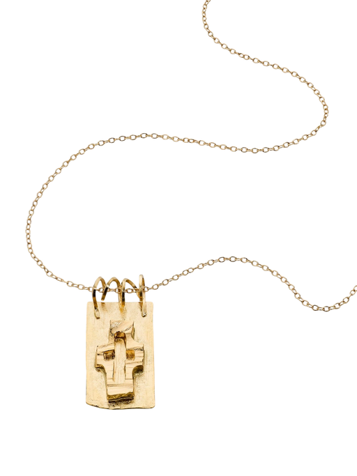 A Bit Brutal cross pendant with chain in 18k gold photo