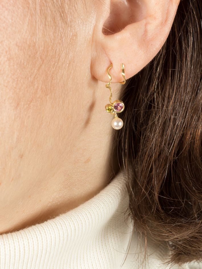 Flair yellow diamond and pink sapphire earring