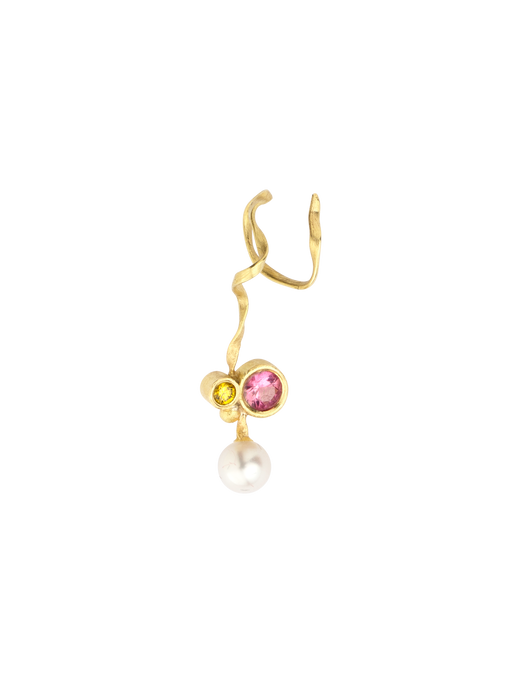 Flair yellow diamond and pink sapphire earring photo