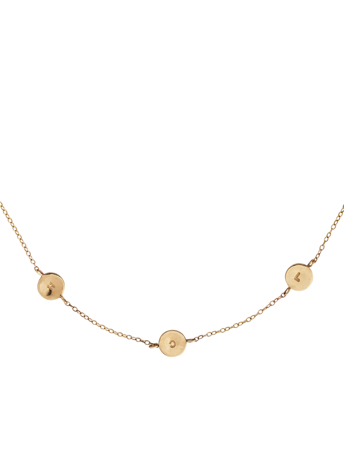 Solid gold personalised station disc necklace