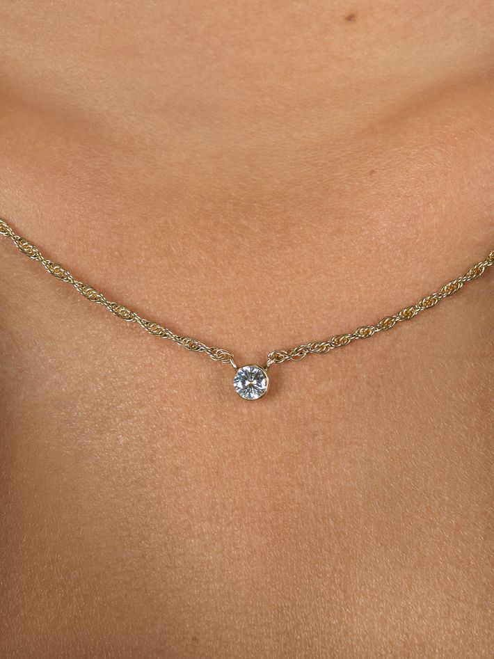 Diamond bezel set solitaire necklace