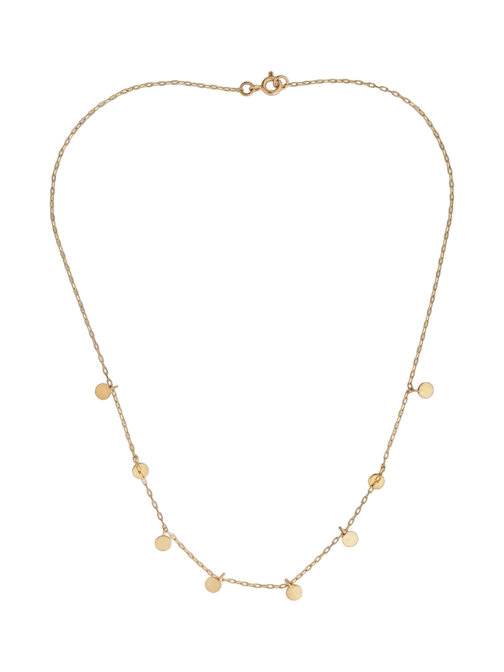 Solid gold coin drop choker necklace