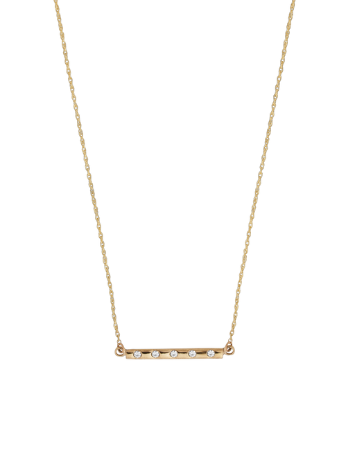 Solid gold diamond flush set bar necklace photo